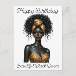 Postal Feliz cumpleaños, hermosa, reina negra, melanina p