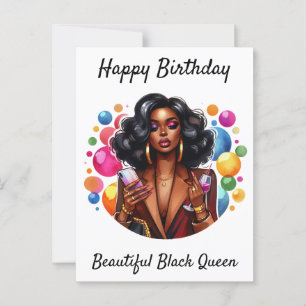 Postal Feliz Cumpleaños Hermosa Reina Negra Sista Melanin