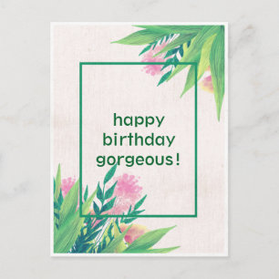 Postal Feliz cumpleaños, hermosa y moderna planta natural