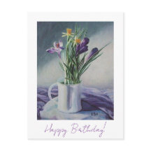 Feliz cumpleaños hermoso arte floral morado fino 
