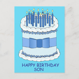 Postal Feliz cumpleaños hijo Personalizado Pastel y Velas