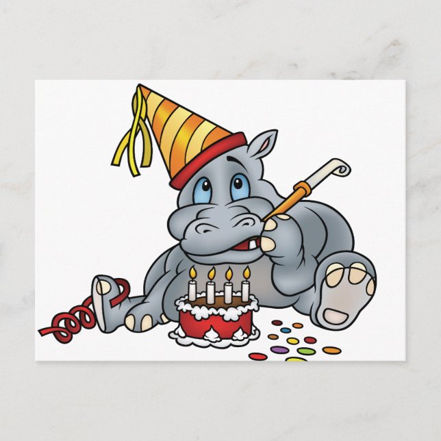 Postal Feliz cumpleaños Hippo (Anverso)