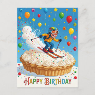 Postal Feliz Cumpleaños Hombre Esquiador