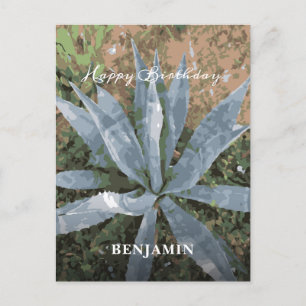 Postal Feliz Cumpleaños Hombres Acuarela Plantas Personal