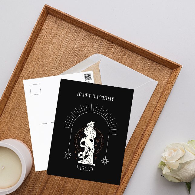 Postal Feliz Cumpleaños Horóscopo Zodiacal Virgo Místico (Happy Birthday Mystic Virgo Zodiac Horoscope Postcard)