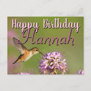 Postal Feliz cumpleaños Hummingbird Nombre personalizado