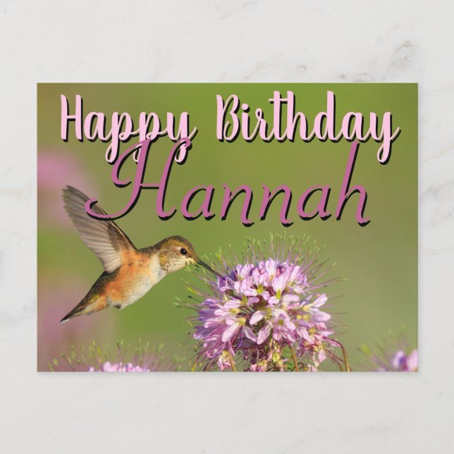 Postal Feliz cumpleaños Hummingbird Nombre personalizado (Anverso)