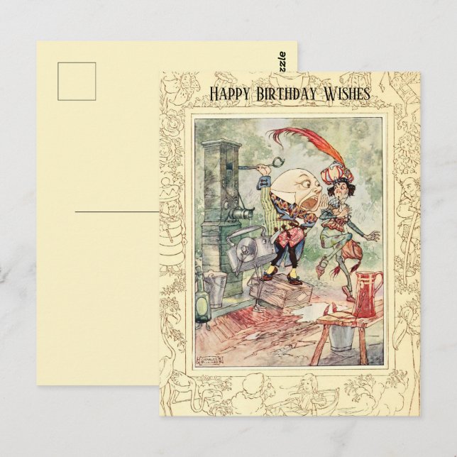 Postal Feliz cumpleaños Humpty Classic Nursery Rhymes (Anverso / Reverso)