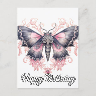 Postal Feliz Cumpleaños Ilustración de hermosa mariposa