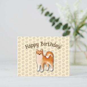 Postal Feliz cumpleaños, ilustracion de perros chiba inu