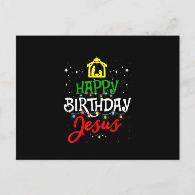 Postal Feliz Cumpleaños Jesús Pijama de Navidad Fiesta de (Anverso)