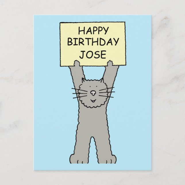 Postal Felíz cumpleaños José Personalizado Cat (Anverso)