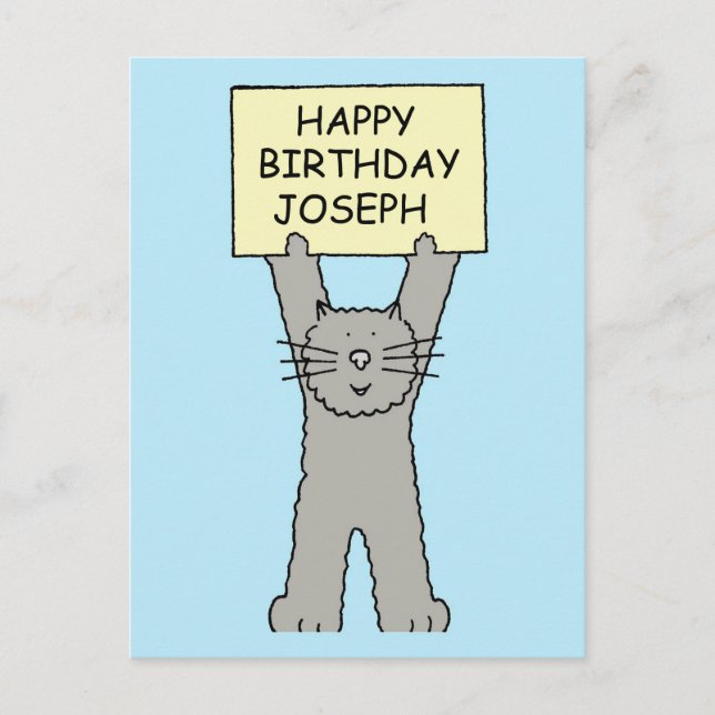 Postal Feliz cumpleaños Joseph Personalizado Cat (Anverso)