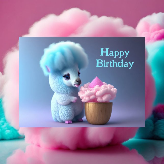 Postal Feliz cumpleaños, Lama comiendo quequitos (Subido por el creador)