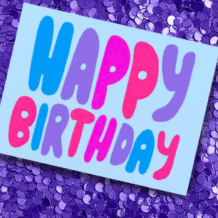 Postal FELIZ CUMPLEAÑOS Letras de Burbuja Coloridas Cumpl