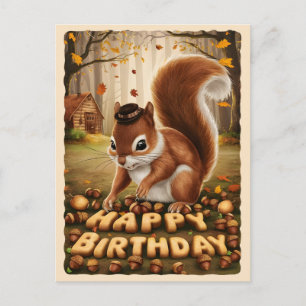 Postal Feliz Cumpleaños Lind@ Ardilla Vintage