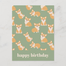 Postal Feliz cumpleaños lindo patrón de corgi para amante