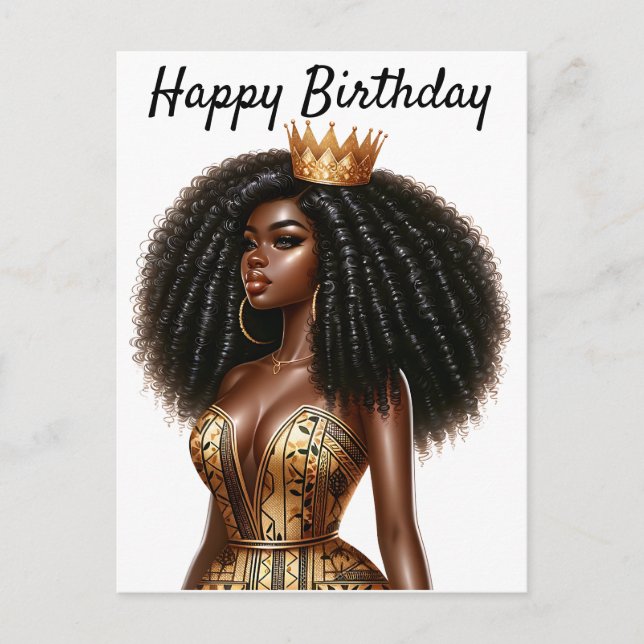 Postal Feliz cumpleaños lindo Sista Chica negro Cu mágico (Anverso)