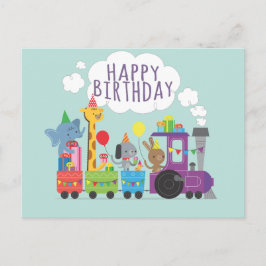 Postal Feliz cumpleaños lindo zoológico y animales de tre