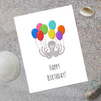 Feliz Cumpleaños Lindos Globos de Pulpo de Dibujos