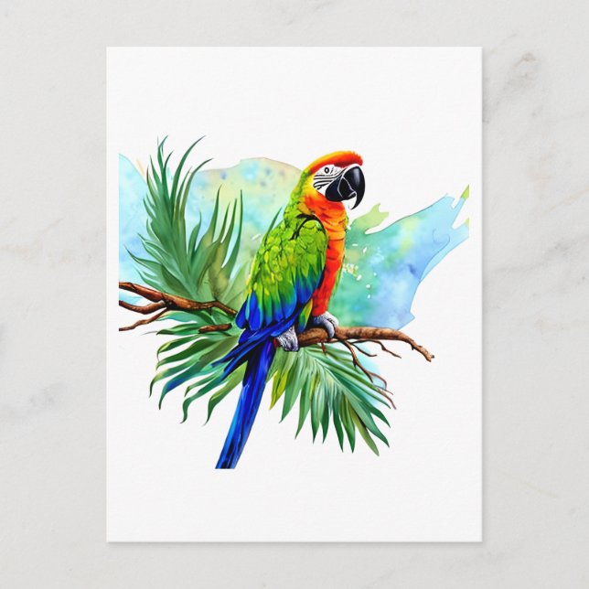 Postal Feliz Cumpleaños | Loro Guacamayo Cute generado po (Anverso)
