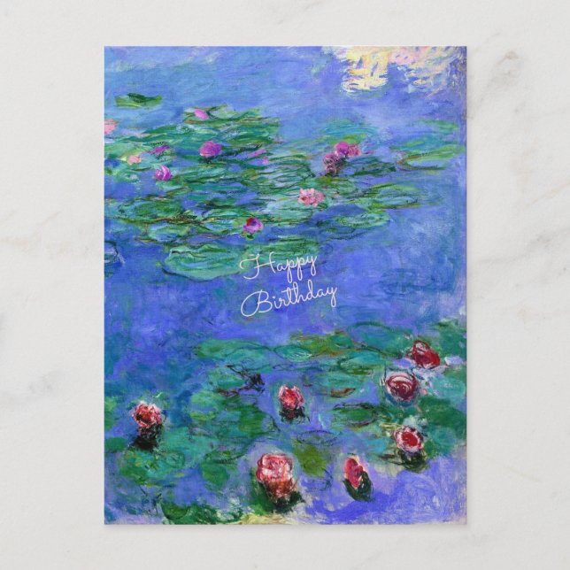 Postal Feliz cumpleaños: Los lirios de agua de Monet (Anverso)