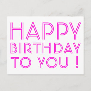 Postal "¡Feliz Cumpleaños!" Magenta y Blanco
