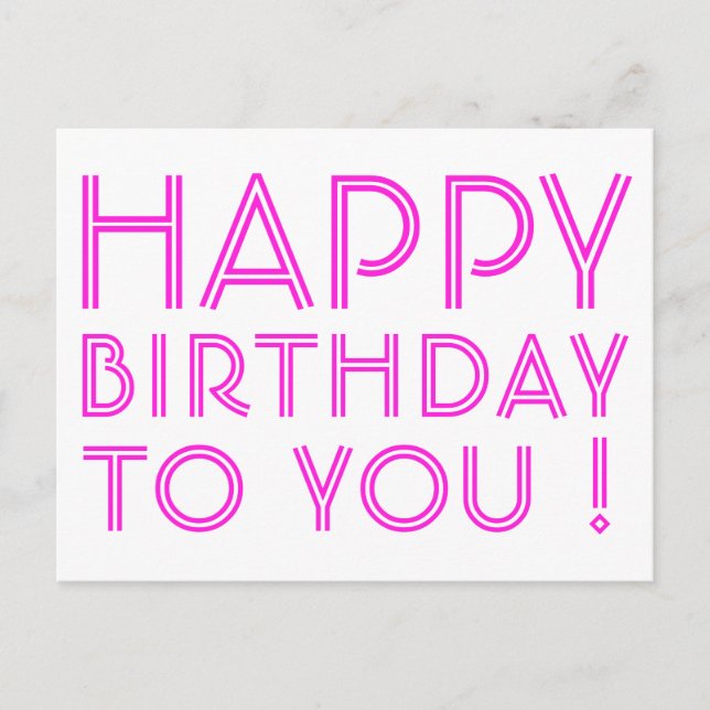 Postal "¡Feliz Cumpleaños!" Magenta y Blanco (Anverso)