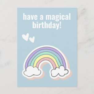 Postal Feliz Cumpleaños Mágico, Niños Lindos Unicornio Ar