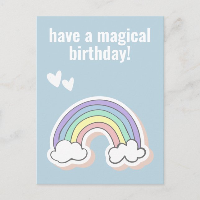 Postal Feliz Cumpleaños Mágico, Niños Lindos Unicornio Ar (Anverso)