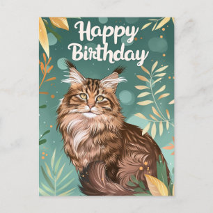 Postal Feliz cumpleaños Maine Coon