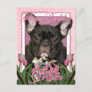 Postal Feliz cumpleaños mamá - Bulldog francés - Verde az