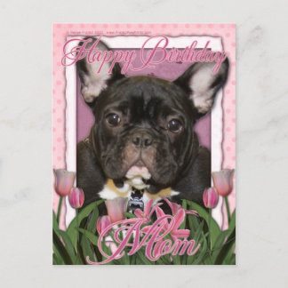Postal Feliz cumpleaños mamá - Bulldog francés - Verde az