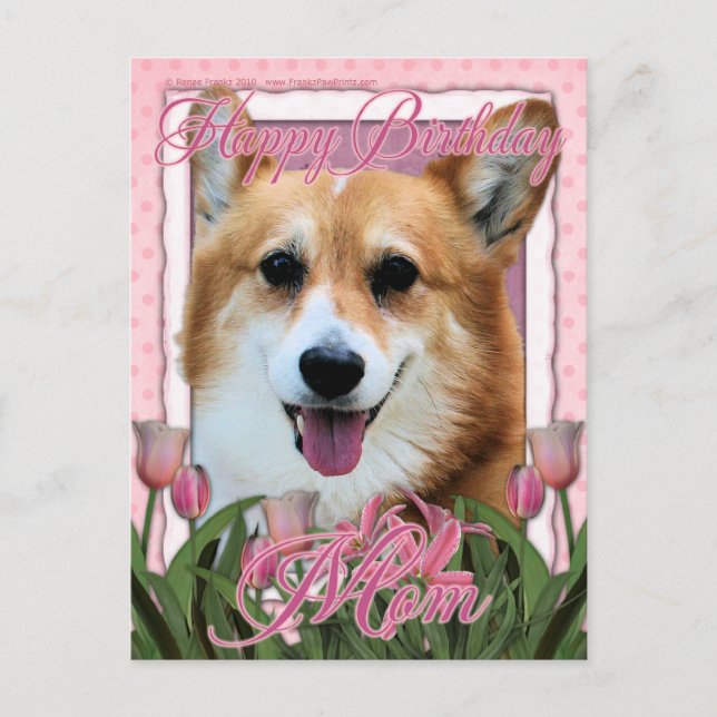 Postal Feliz cumpleaños mamá - Corgi - Owen (Anverso)