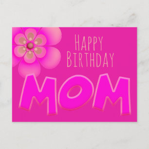 Postal Feliz Cumpleaños Mamá en Texto Divertido y Brillan