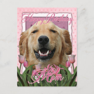 Postal Feliz cumpleaños mamá - Golden Retriever - Mickey
