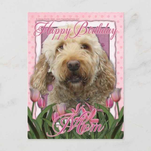 Postal Feliz cumpleaños mamá - Goldendoodle (Anverso)