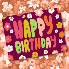 Postal FELIZ CUMPLEAÑOS Margaritas Letras Burbuja PERSONA