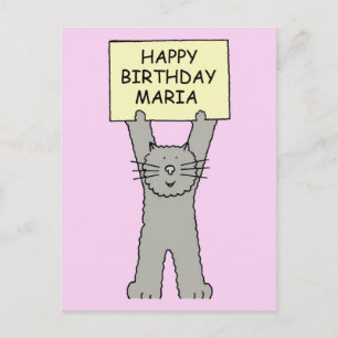 Postal Feliz cumpleaños, Maria Personalizado Cat