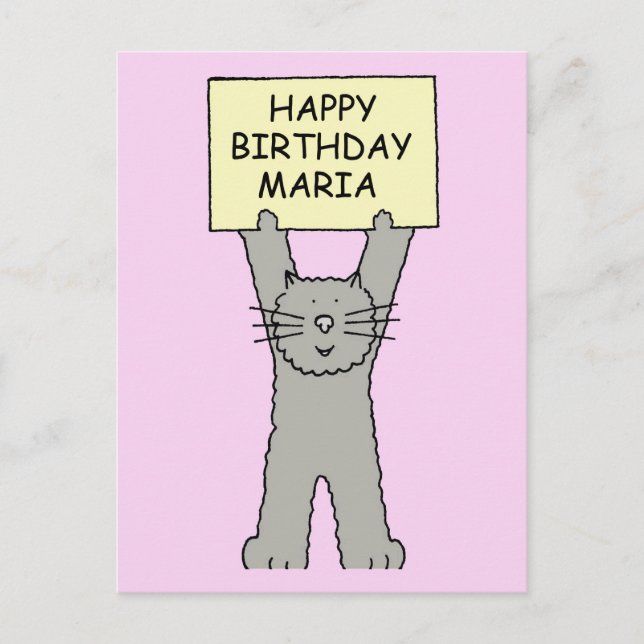 Postal Feliz cumpleaños, Maria Personalizado Cat (Anverso)