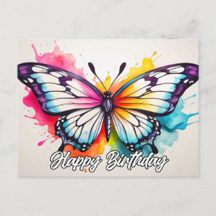 Postal Feliz Cumpleaños Mariposa Colorida Hermosa