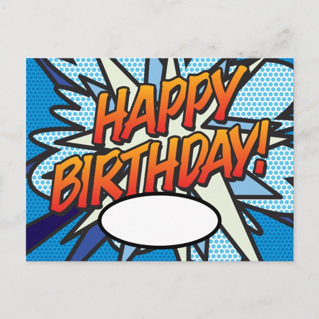 Postal Feliz Cumpleaños Mensaje de Discurso Burbuja de Di (Anverso)