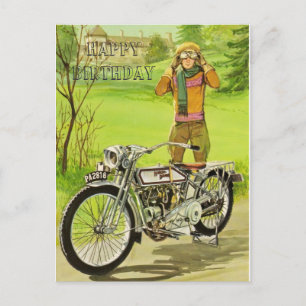 POSTAL FELIZ CUMPLEAÑOS MOTOCICLETA