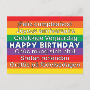 Postal Feliz Cumpleaños Muchas Franjas de Arcoíris de Idi