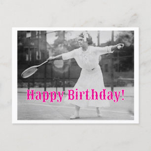 Postal Feliz Cumpleaños Mujer Tenista Vintage