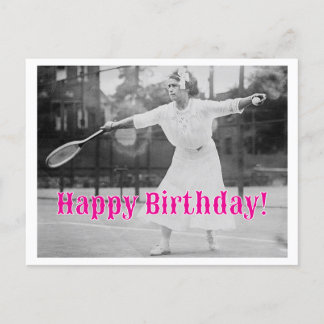 Postal Feliz Cumpleaños Mujer Tenista Vintage