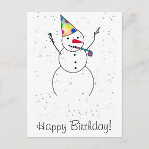 Postal ¡Feliz cumpleaños! Muñeco de nieve