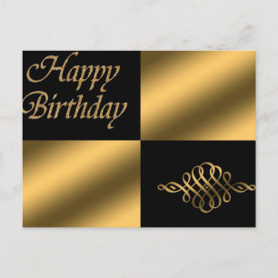 Postal Feliz Cumpleaños Negro y Dorado 