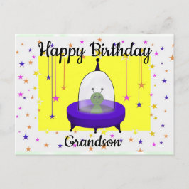 Postal Feliz cumpleaños, nieto, extranjero con espacio oc