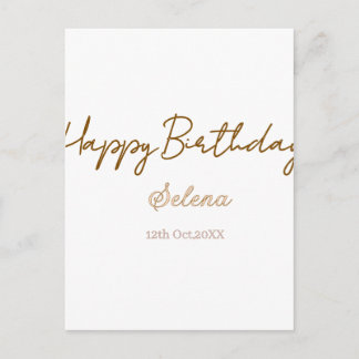 Postal feliz cumpleaños nombre fecha marrón púrpura paste